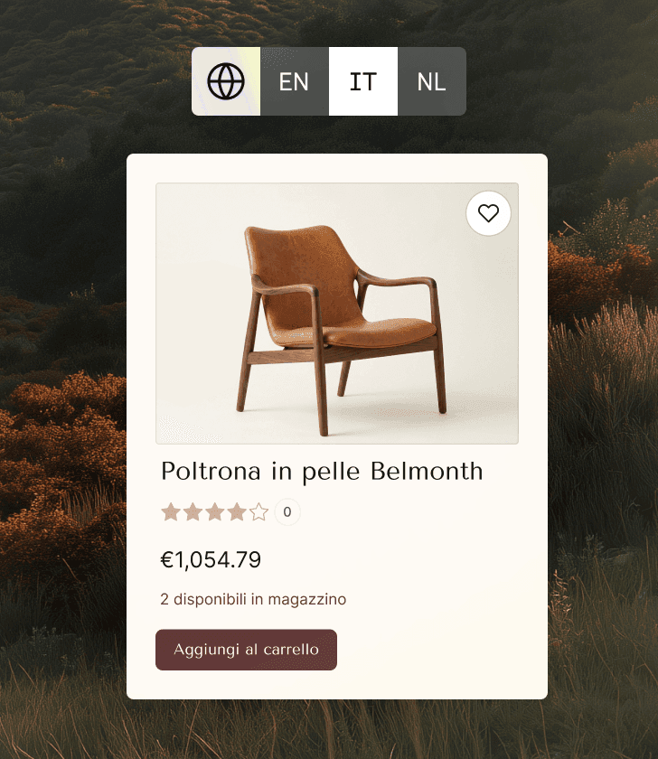 Belmonth bruine leren fauteuil met houten frame.
